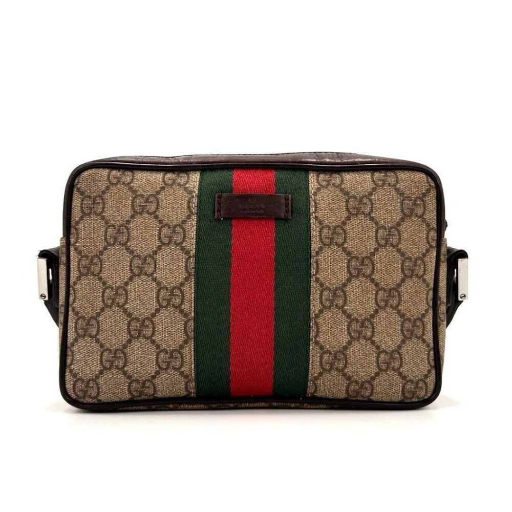 Authentic Gucci GG Supreme Sherry Ophidia Crossbody Web Canvas Messenger Bag Tan - Picture 2 of 10